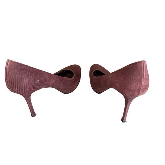Vintage Yves Saint Laurent Burgundy Faux Snakeskin Leather Pumps Size 8 US - Picture 8 of 13